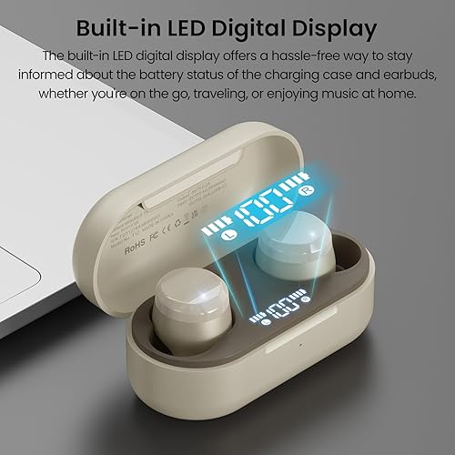 Miniatura 2 de TOZO Tonal Dots - Auriculares inalámbricos Bluetooth 5.3 con micrófono con cancelación de ruido ENC, pantalla digital LED de 55 horas de