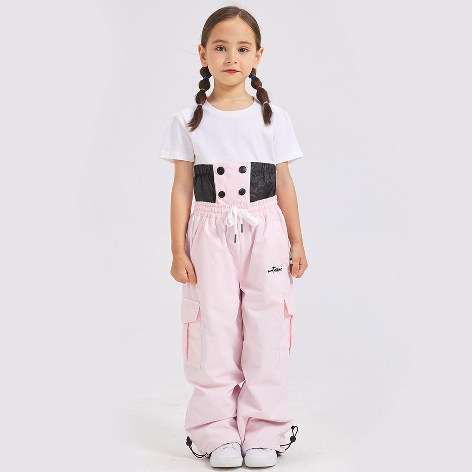 Traje de nieve infantil de 2 piezas, chaqueta de esquí + pantalones de esquí, impermeable, cortavientos, transpirable, con capucha, para niños y niñas, traje de esquí de invierno, rosa, 150
