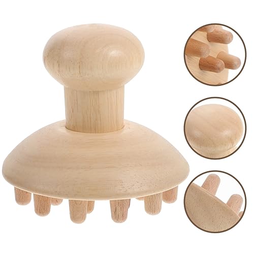 Miniatura 8 de EXCEART Masajeador de madera de hongos Herramientas de masaje de cuerpo completo de madera Masajeador de cepillo para el cabello Masajeador para