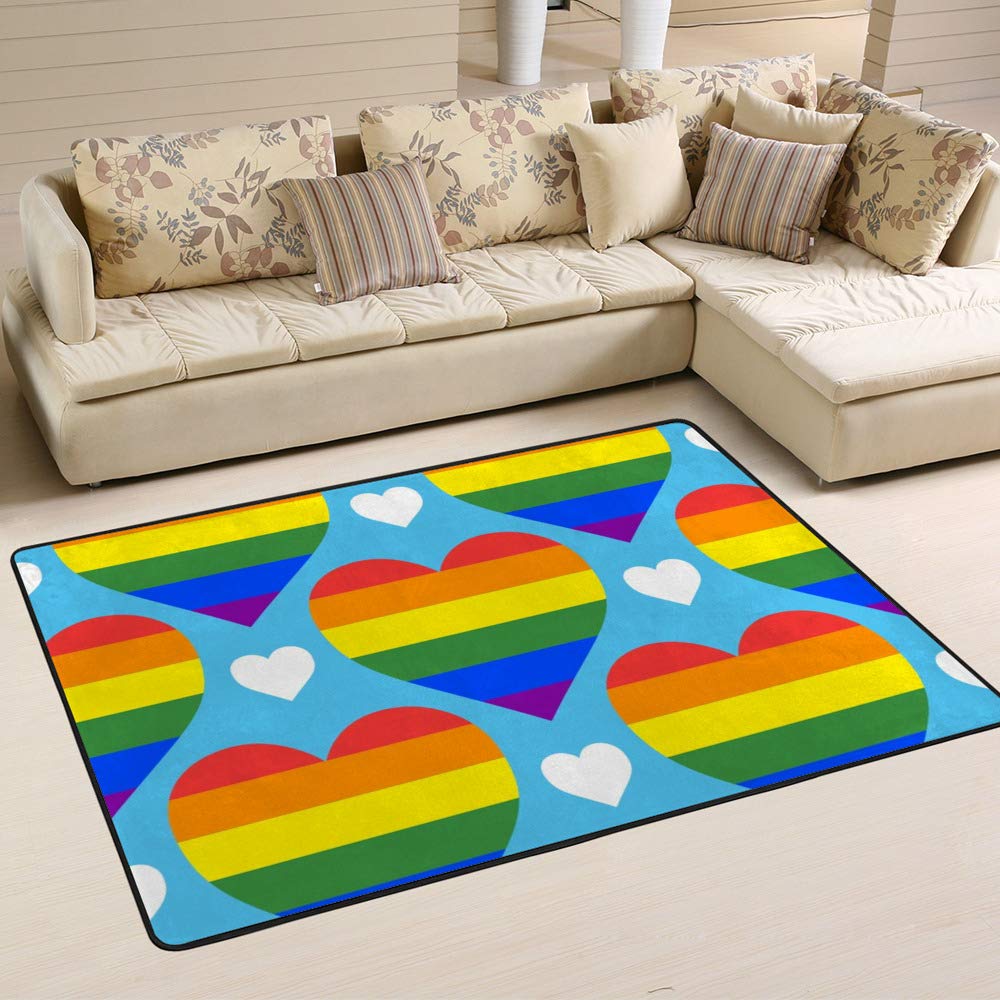 Tapis arc-en-ciel 152x99 cm durable LGBT pour chambre et grand tapis de salon facile à nettoyer
