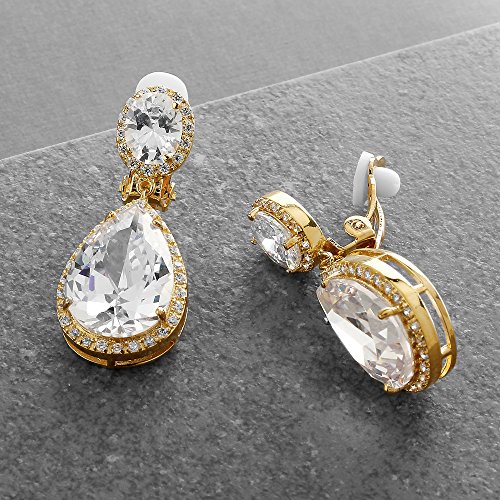 Mariell Cubic Zirconia Pierced or Clip-On Bridal Earrings, Precision Cut CZ Crystals, Bold Dangle Earring for Brides, Jewelry for Wedding, Mother of the Bride3