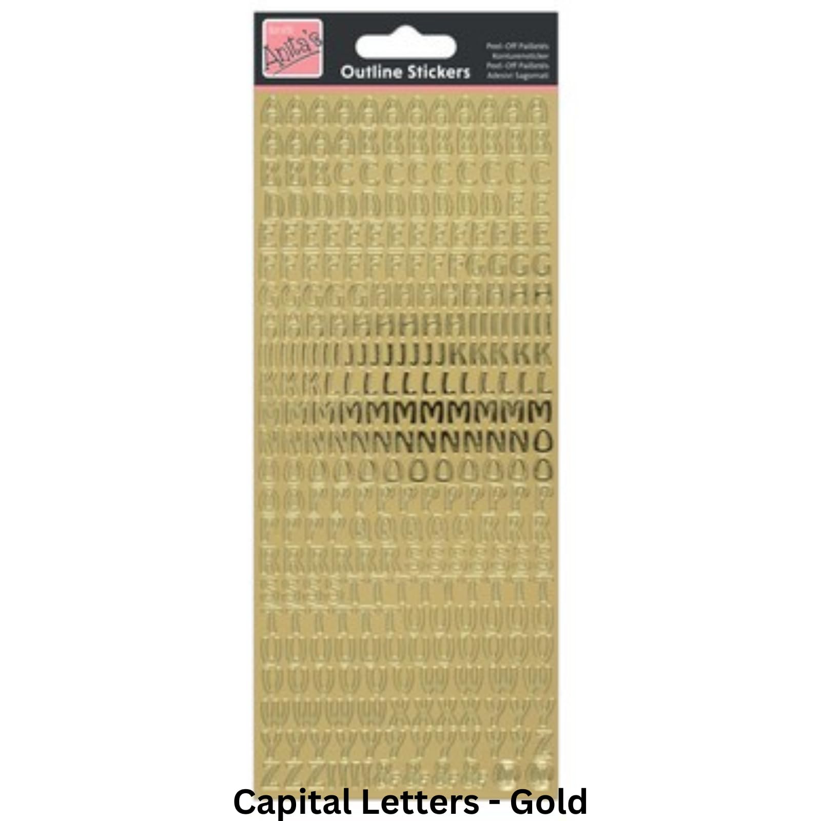Anita's Unisex Gold Uppercase Alphabet Outline Stickers, Size: 27X11cm