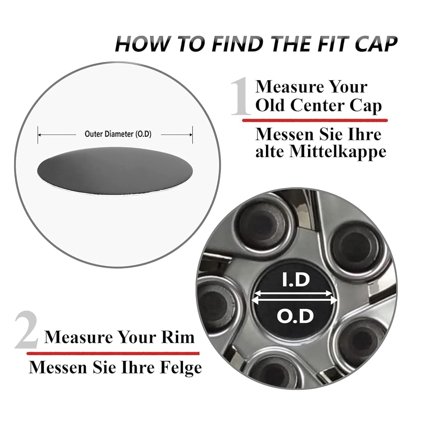 COPRI MOZZI ADESIVI Per CITROEN C3 Aircross/C5 Aircross - 4 Pezzi 56mm, Impermeabili E Antipolvere, Nero/Bianco - Foto 5