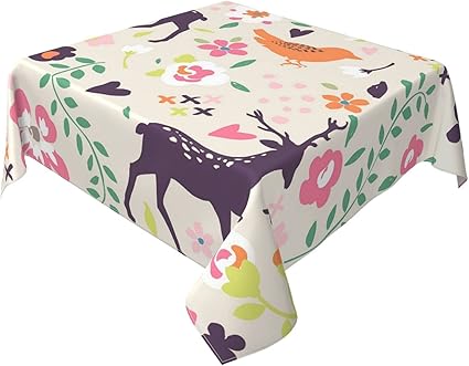 Amazon Co Jp テーブルクロス 正方形 トナカイ 森 魔法 ピンク テーブルカバー 撥水 北欧 和風 防水 防油 おしゃれ 飾りクロス ダイニング レストラン 家庭用 プレゼント 137 137cm 152 152cm Choujj ホーム キッチン