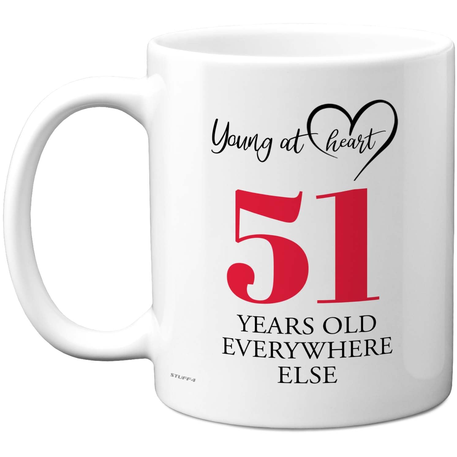 51st Birthday Gifts for Women Men, Cheeky Novelty Mug Young at Heart, Gag Joke Gifts, Perfect Funny Mugs for Fifty-One Fifty-First Birthday Present, 11oz Ceramic Coffee Mugs