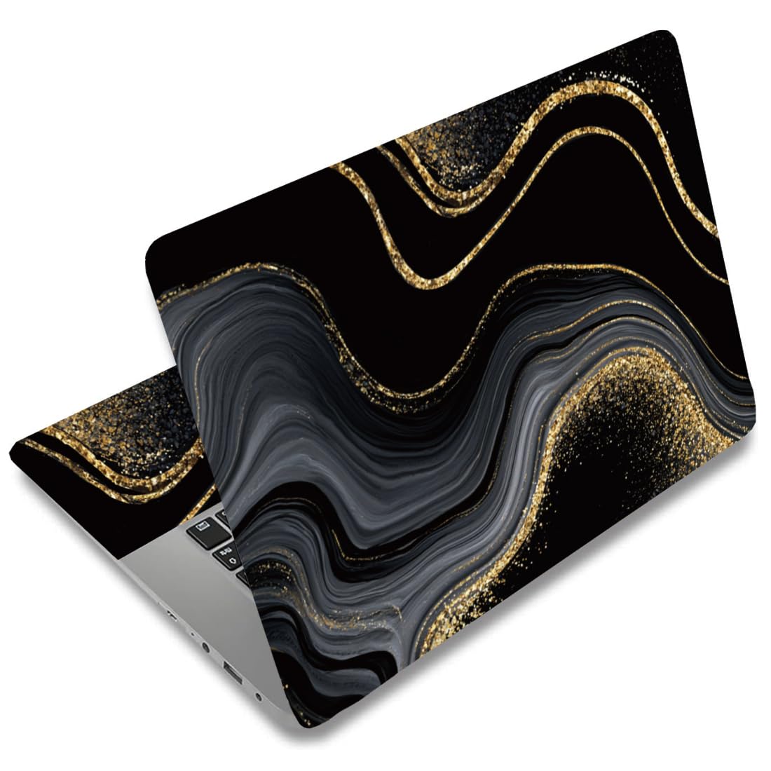 Fundas de vinilo para laptop SUPERDANT impermeables con diseño elegante negro y dorado de 15"