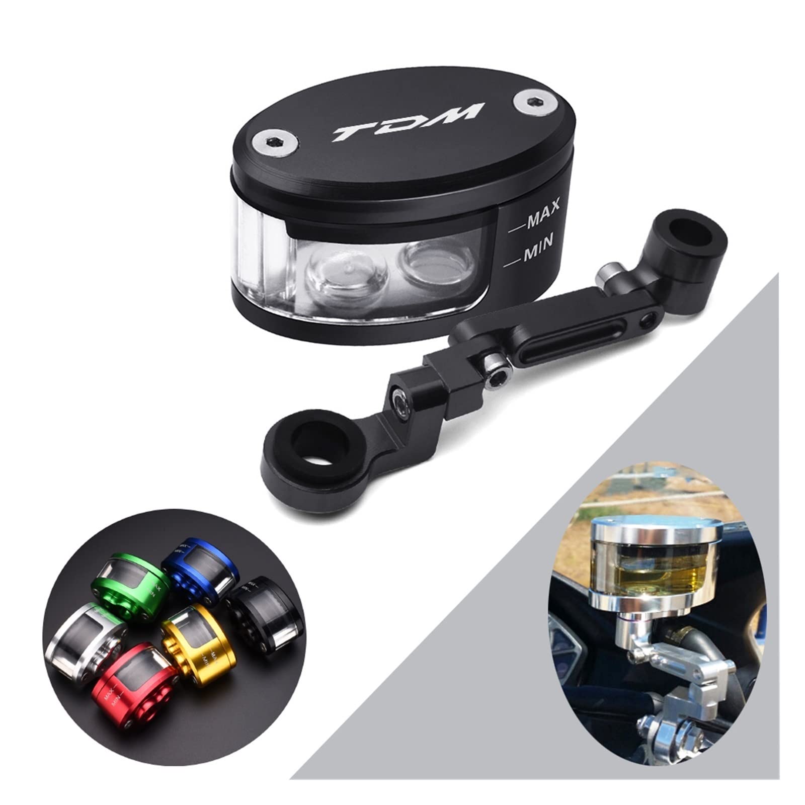 Serbatoio Liquido Freno per Yamaha TDM 900 850 Mt125 Mt03 Moto Freno Frizione Serbatoio Cilindro Serbatoio Olio Tazza con Staffa Accessori (Colore : Nero)