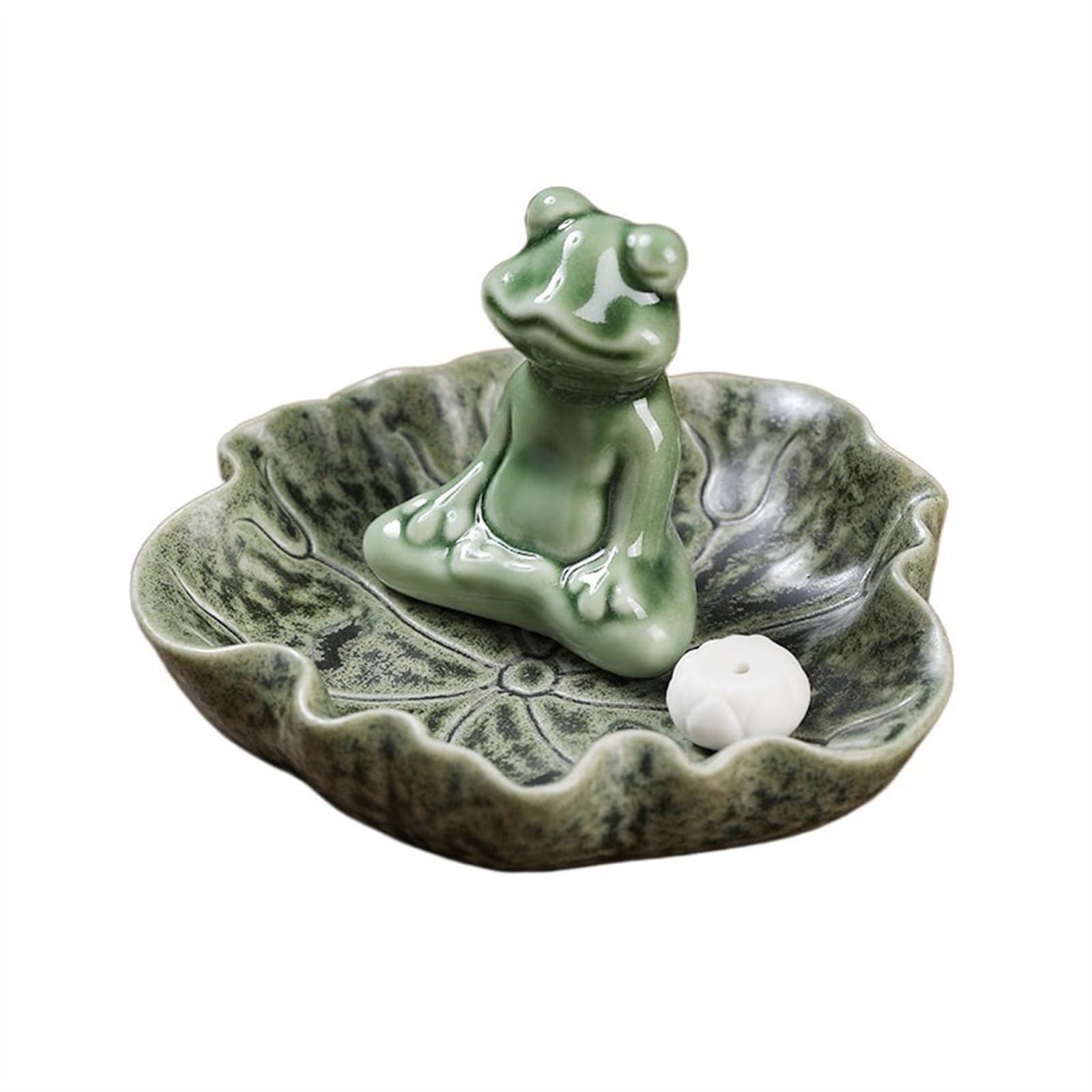 Incense Holders Creative Ceramic Zen Frog Meditation Incense Burner Desktop Decoration Holder Ornaments