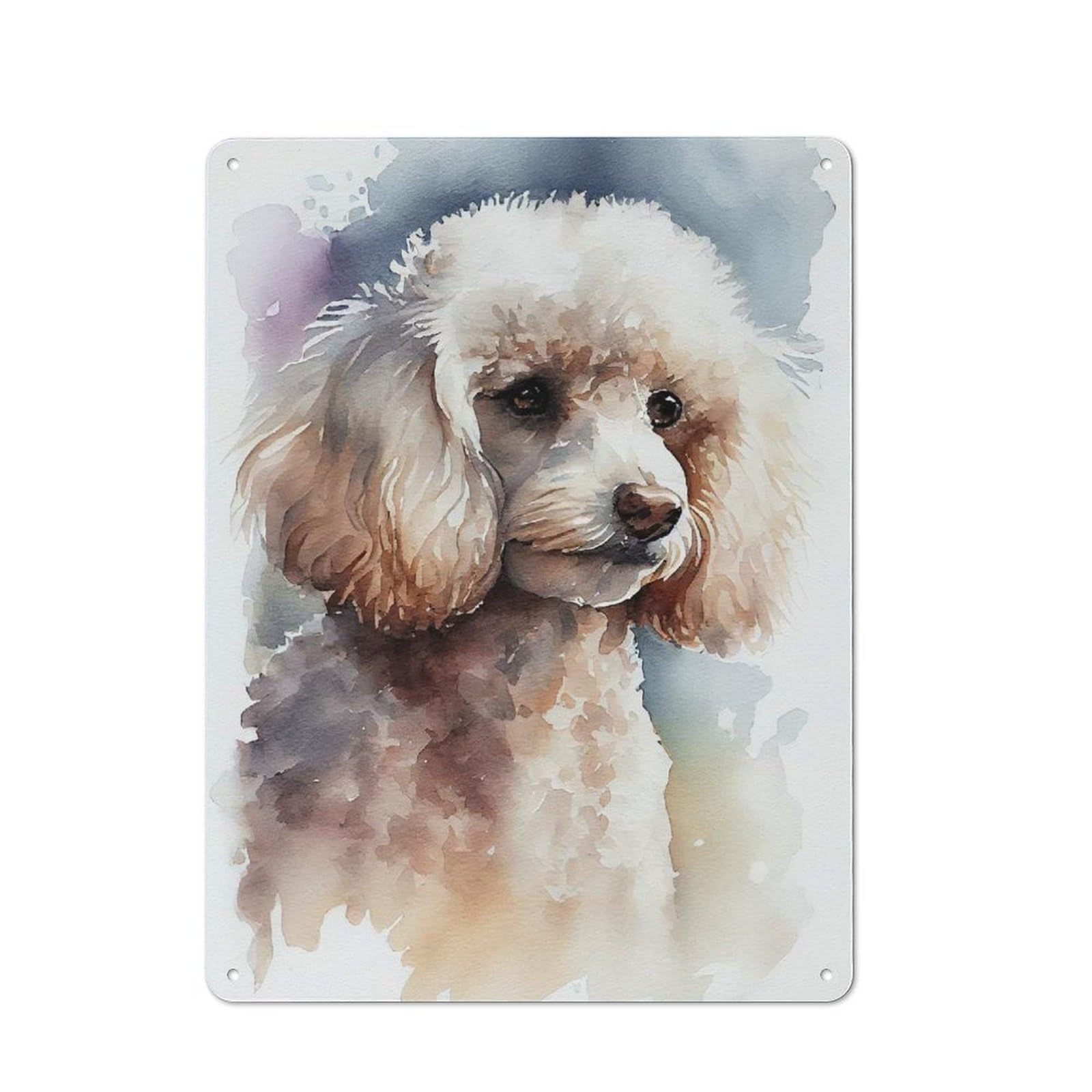 Junmoney Poodle Watercolor Vintage Metal Wall Sign 40X30cm For Garage Or Workshop, For Metal Sign Collectors, For Garage And Workshop Walls