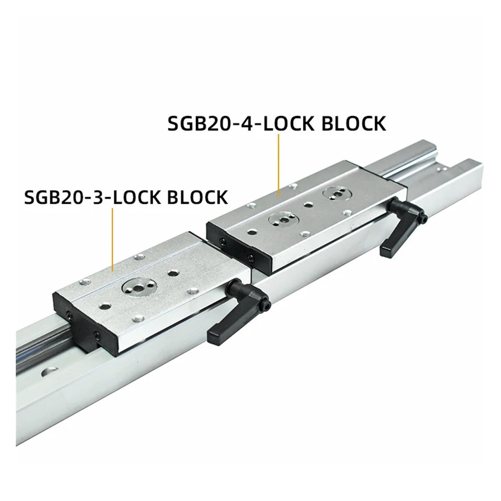 Carril lineal de doble eje incorporado, 47mm, SGR20N, 300~1400mm, deslizador rodillos, ruedas SGB20N, bloque deslizante rectangular for carpintería | SGB20N-3UU Block