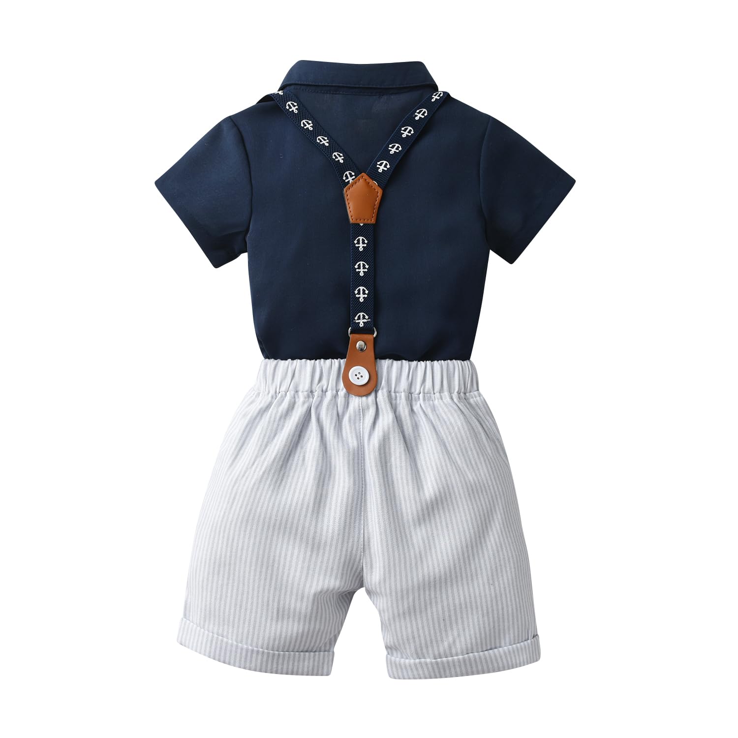 Conjuntos de pantalones cortos para caballero para bebés y niños, trajes de bebé, camisa, pantalones cortos, pajarita y tirantes
