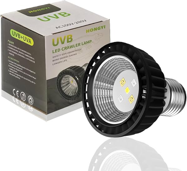 QeeHeng Lampadina Rettili 15.0 UVB UVA E27 - per Foresta Pluviale, Tartarughe, Anfibi e Serpenti - Lampada a Risparmio Energetico (UVA + UVB 15.0) - 1