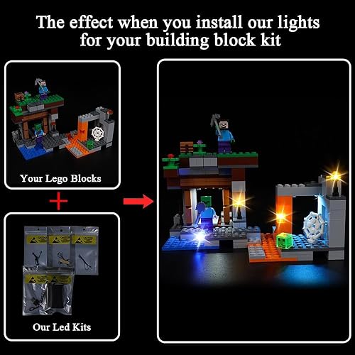 Miniatura 2 de Kyglaring Kit de iluminación LED para Lego Minecraft The Abandoned Mine 21166 juego de construcción (sin modelo)  Juego de luces compatible con