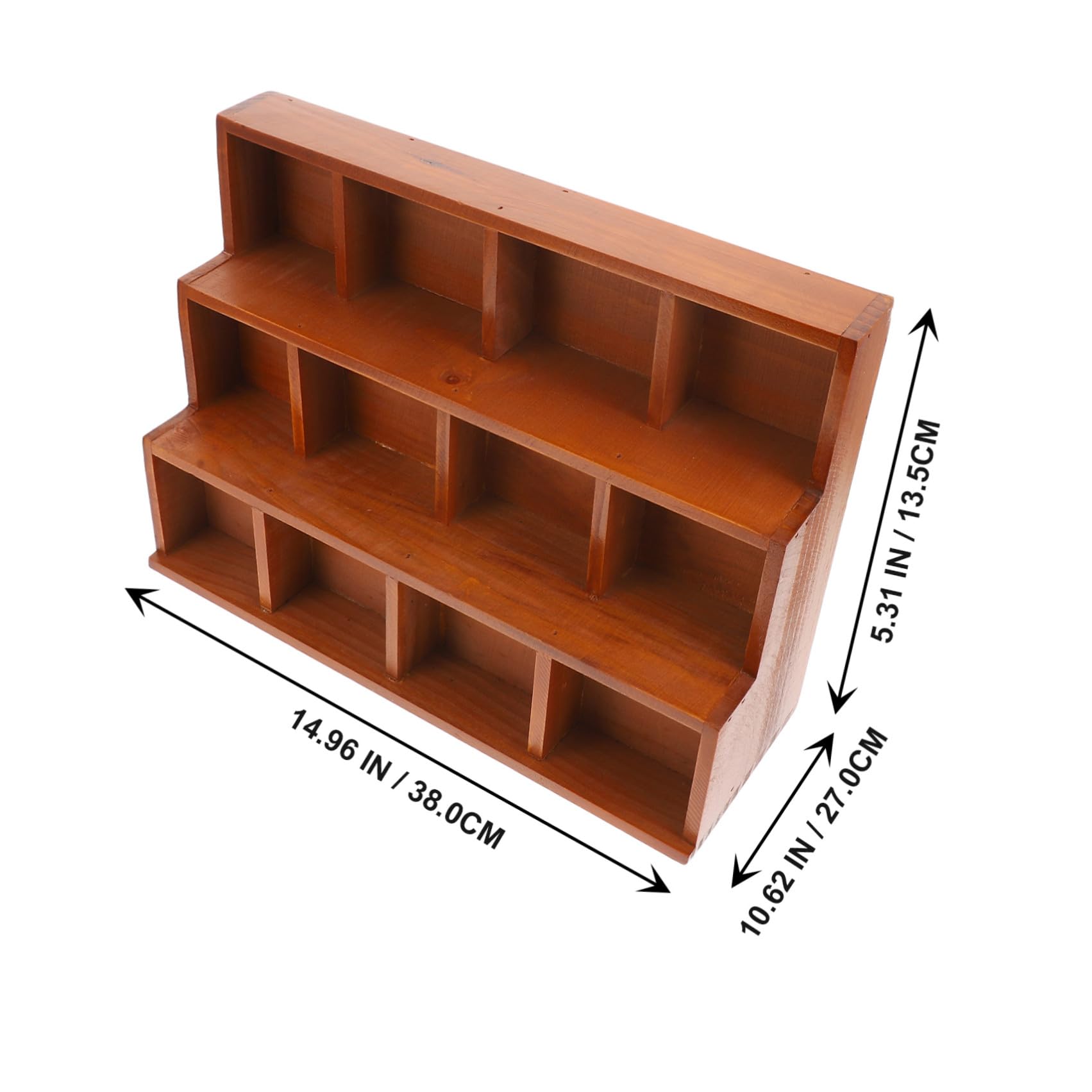 ABOOFAN Organizzatore da Scrivania in Legno Vintage a Scomparti | Design Multigriglia, Marrone, per Cancelleria e Gioielli, Uso Casa e Studio