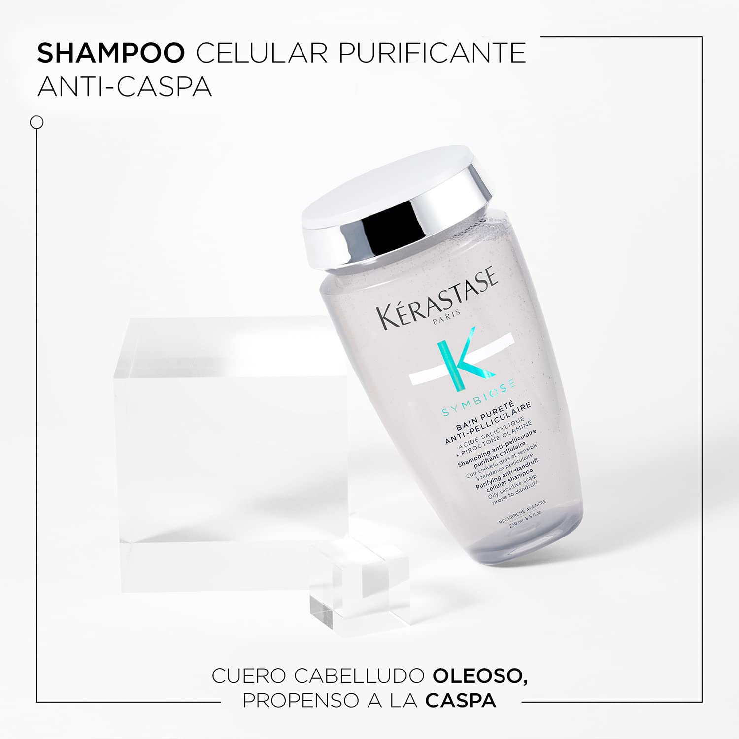 Kérastase Symbiose, Champú Anticaspa Purificante Y Calmante, Para Cuero Cabelludo Graso y Sensible Con Tendencia A La Caspa, Champú Sin Sulfatos*, Bain Pureté Anti-Pelliculaire, 250 ml (Paquete de 2)