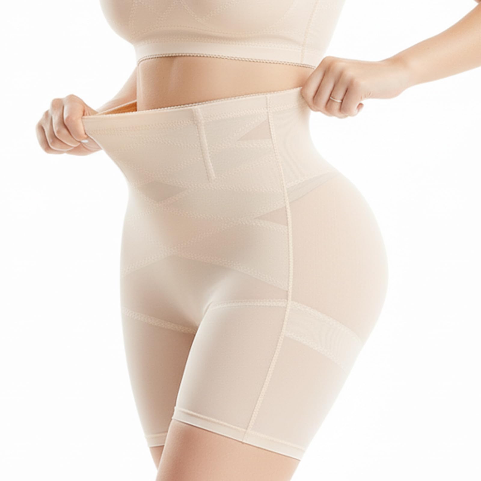 WUDEUI Womens Shapewear Tummy Control Shorts, High Waisted Body Shaper Knickers, Butt Lifting Thigh Slimmer Pants Seamless Shaping Underwear Beige