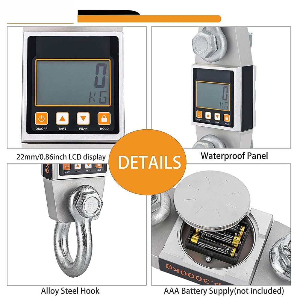 Mini-Hängewaage, Digitale Kranwaage, robuste industrielle Hängewaage, tragbare elektronische, LCD-Display for Bauernhof, Angeln, Jagd, Outdoor-Gepäck mit Haken