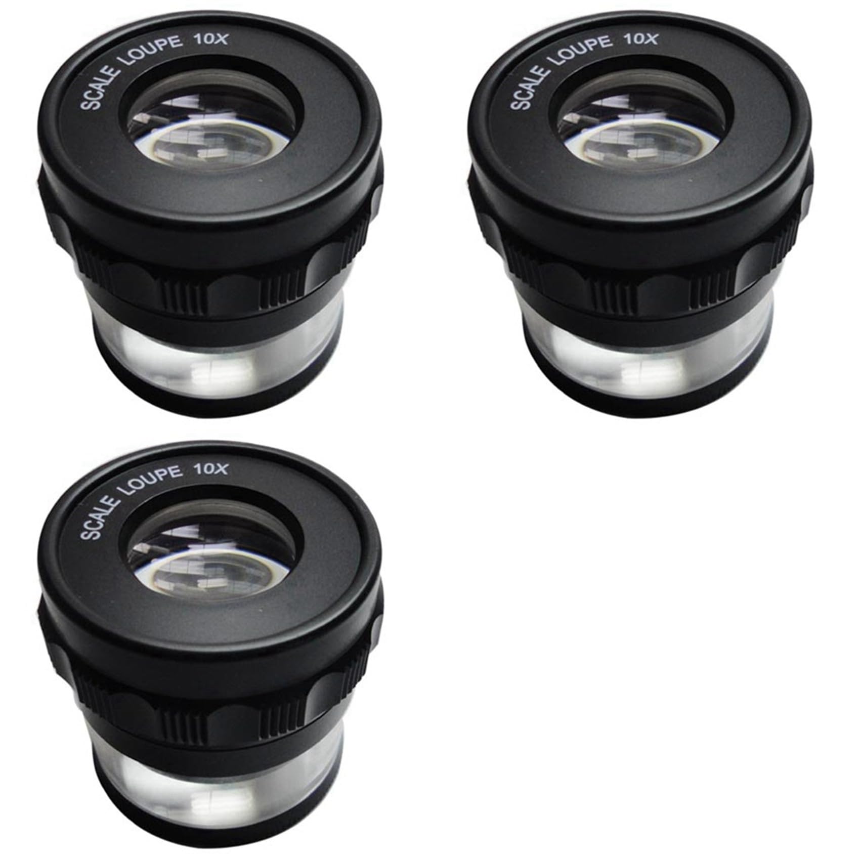 Jnchdghwa 3pcs 10X Stand Measuring Magnifier Scale Loupe Magnifying Glass 10X with Scaled Magnifier