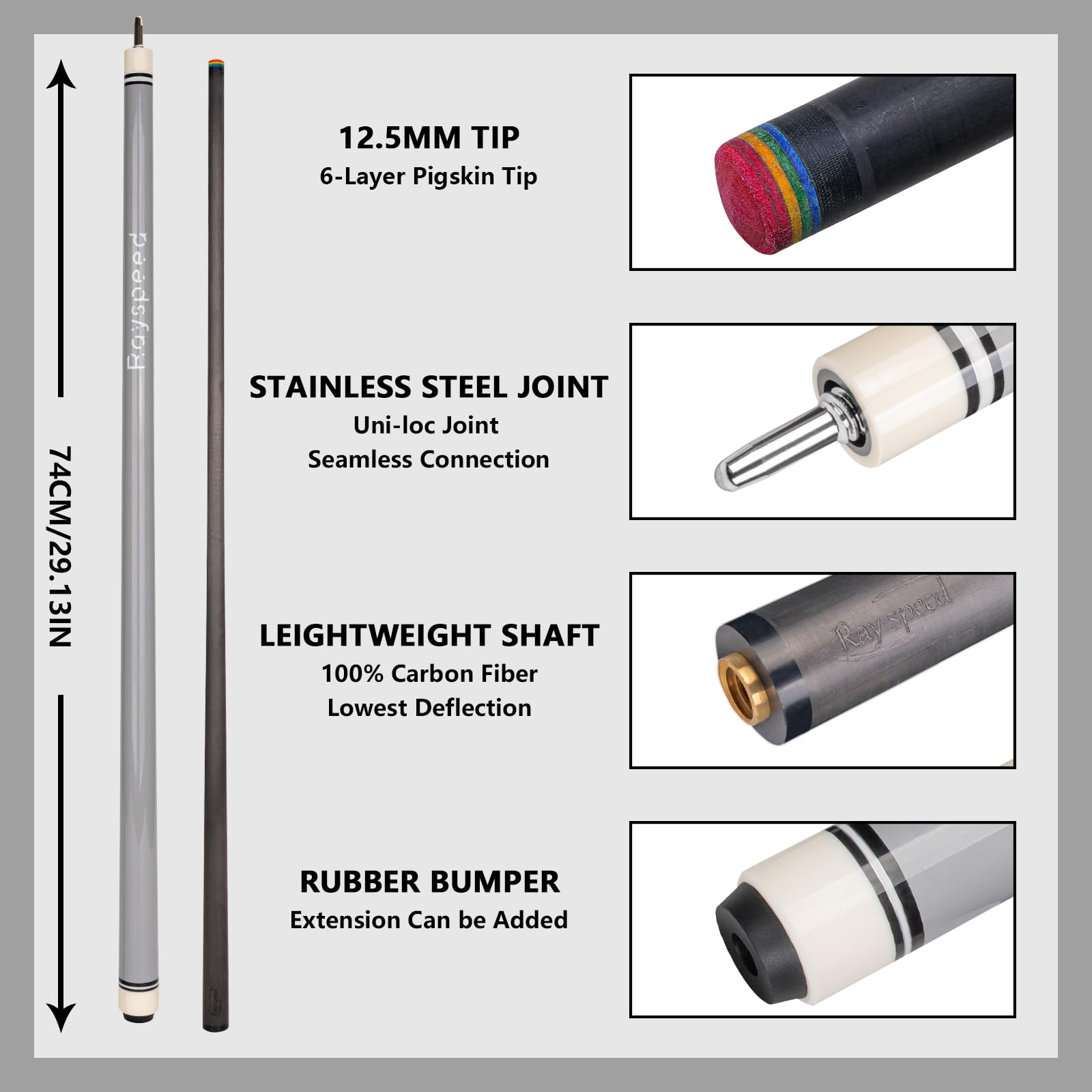 12.5mm carbon fiber bilard taco low deviation full carbon technology adult bilard kij bilardowy profesjonalny kij bilardowy z uszczelką Uni-loc pin