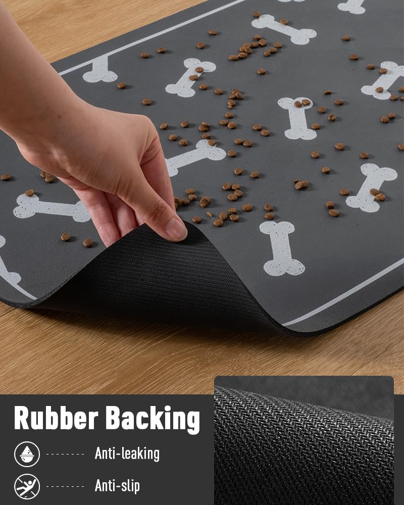 Tapis d'alimentation pour animal de compagnie - Tapis absorbant pour gamelle de nourriture et d'eau - Pas de taches - Facile à nettoyer - Tapis distributeur d'eau pour chien à séchage rapide -