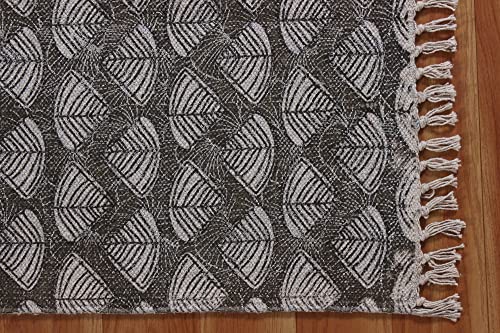 Tapis de couloir en coton tissé main au design géométrique chic