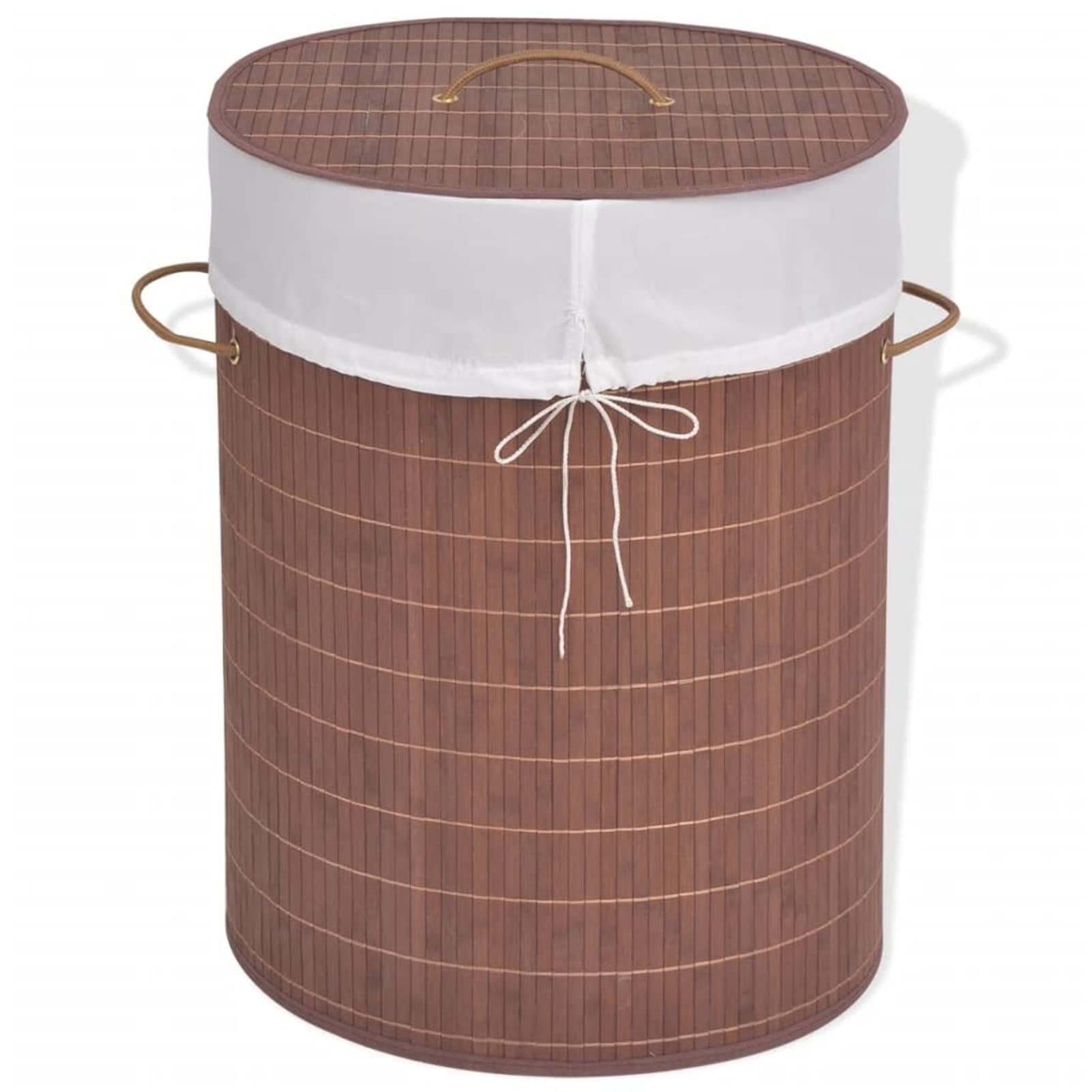 Tidyard Bambus-Wäschekorb Oval Braun 45 x 35 x 60 cm (B x T x H)