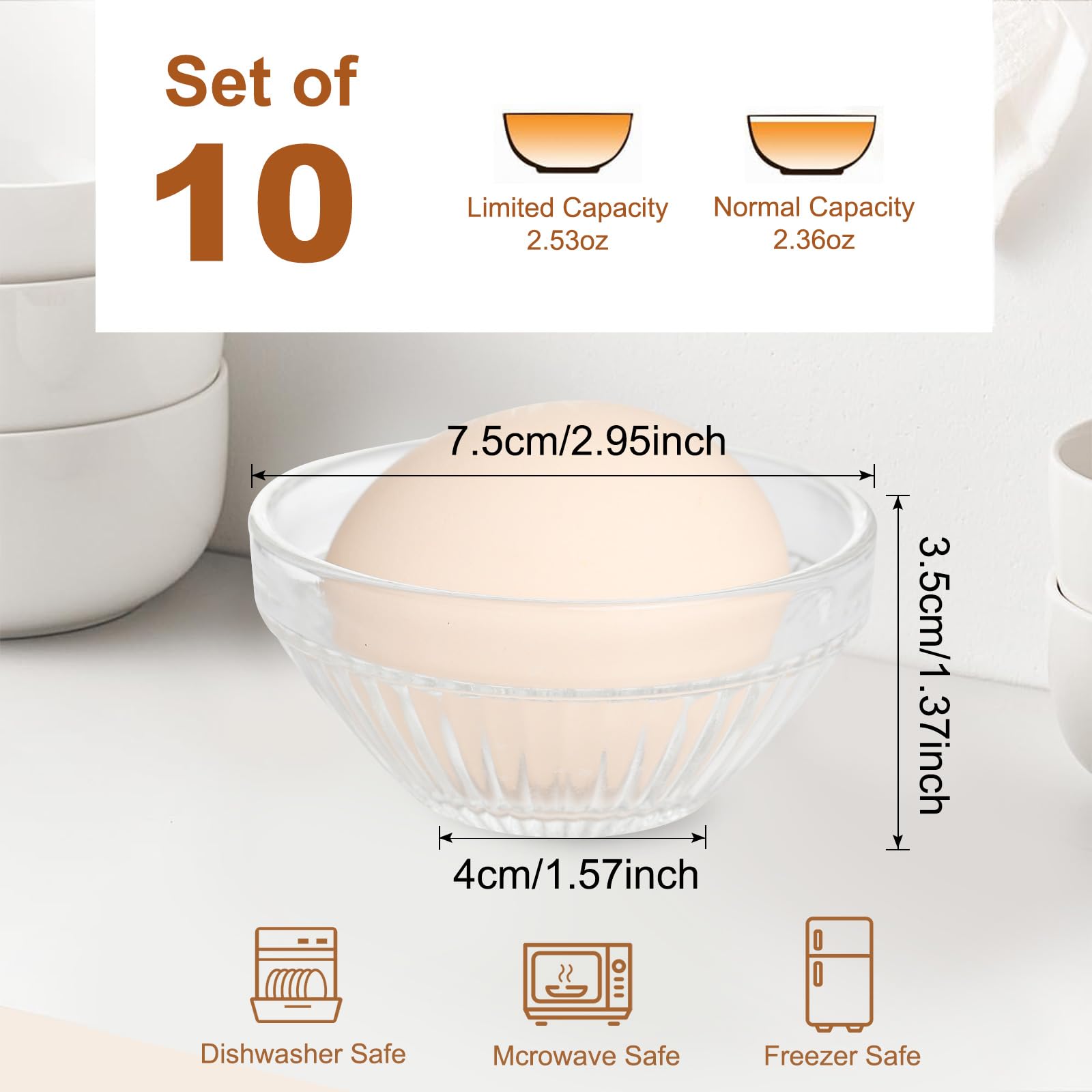 Nizirioo Lot De 12 Bols à Sauce, Carrés, Blancs, 7,3 X 2,7 Cm, Pour