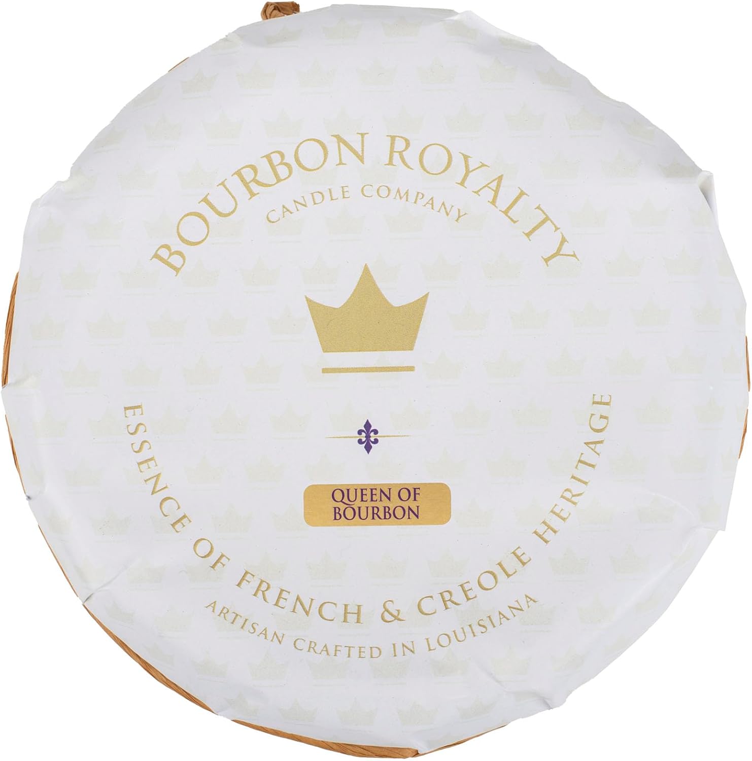 Classic Galvanized Fleur De Lis Large Pedestal 20 Ounce Pottery/Brown Scented Votive Jar Candle for Home or Office, Queen of Bourbon, Classic/Brown, BRY-QB-20P