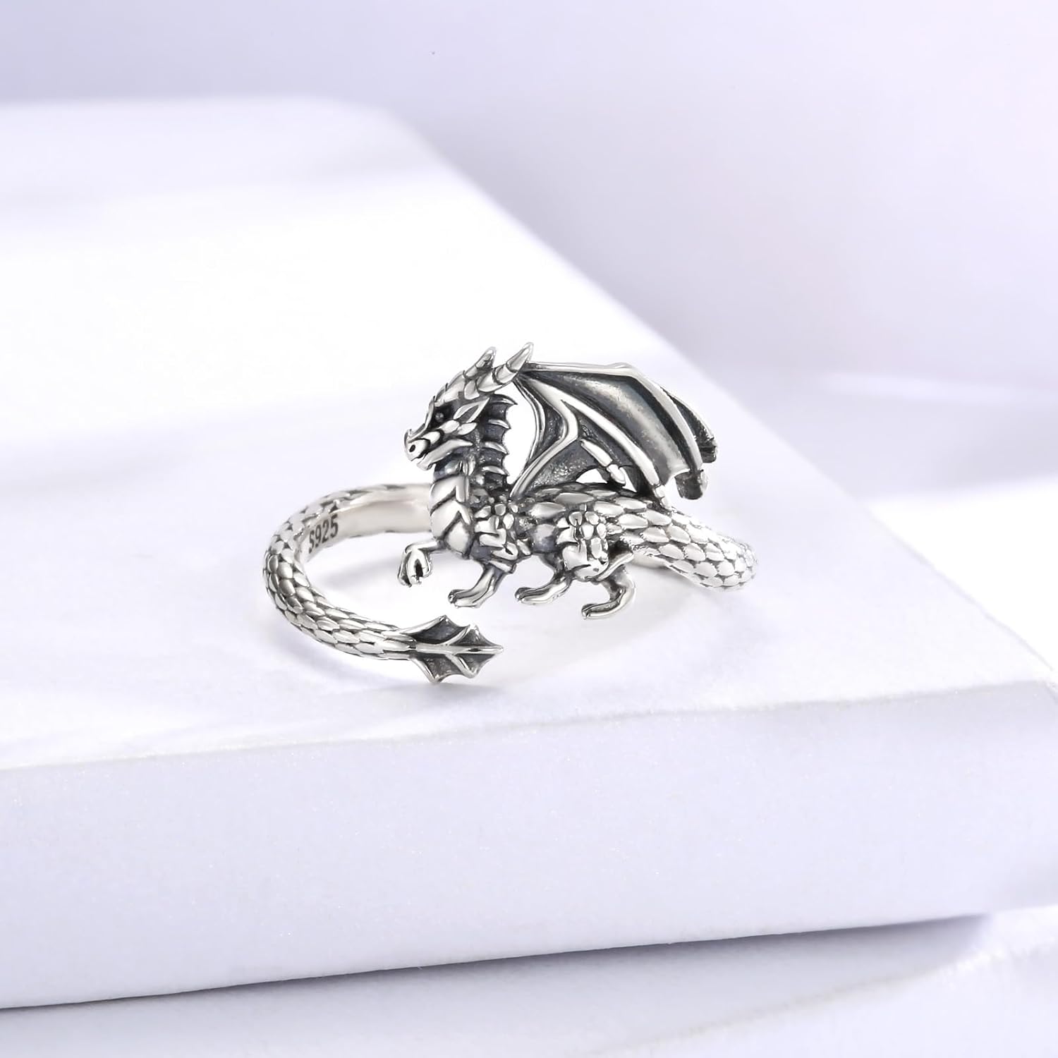 925 Sterling Silver Dragon Stud Earrings Rings for Women Men Hypoallergenic Dragon Jewelry Fantasy Inspired Gifts for Dragon Lovers