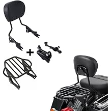XFMT Detachable Sissy Bar Passenger Backrest Pad W/Two Up Luggage Rack &amp; 4-Point Docking Hardware Kits Fit For Harley Touring Road King Street Glide Road Glide Electra Glide 2009-2013, Black