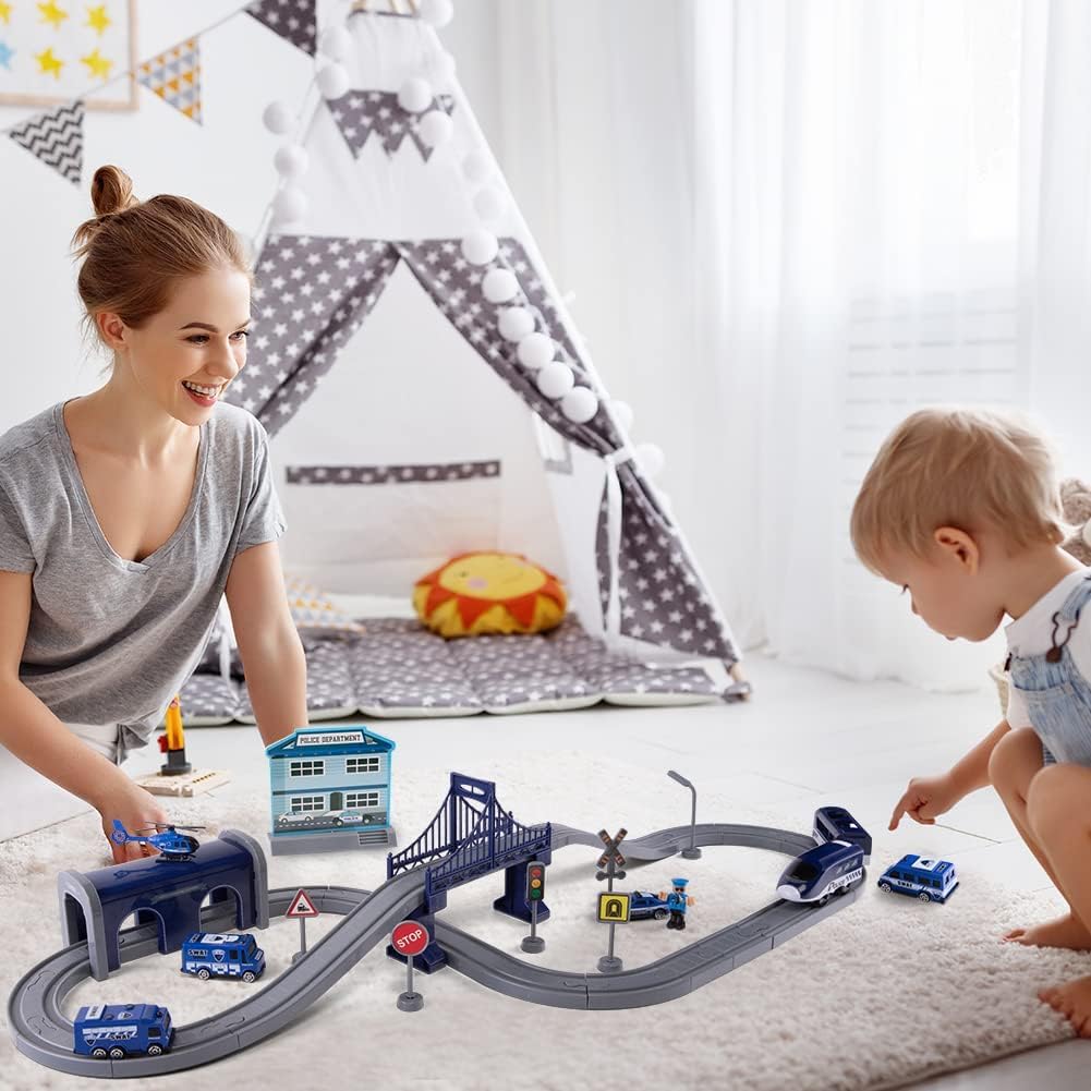 LZDMY Trenino Elettrico per Bambini 66 PZ, pista da corsa giocattolo da 3 anni, giocattolo per bambini da 2 4 5 6 anni, trenino albero di natale giocattolo educativo per bambini regalo