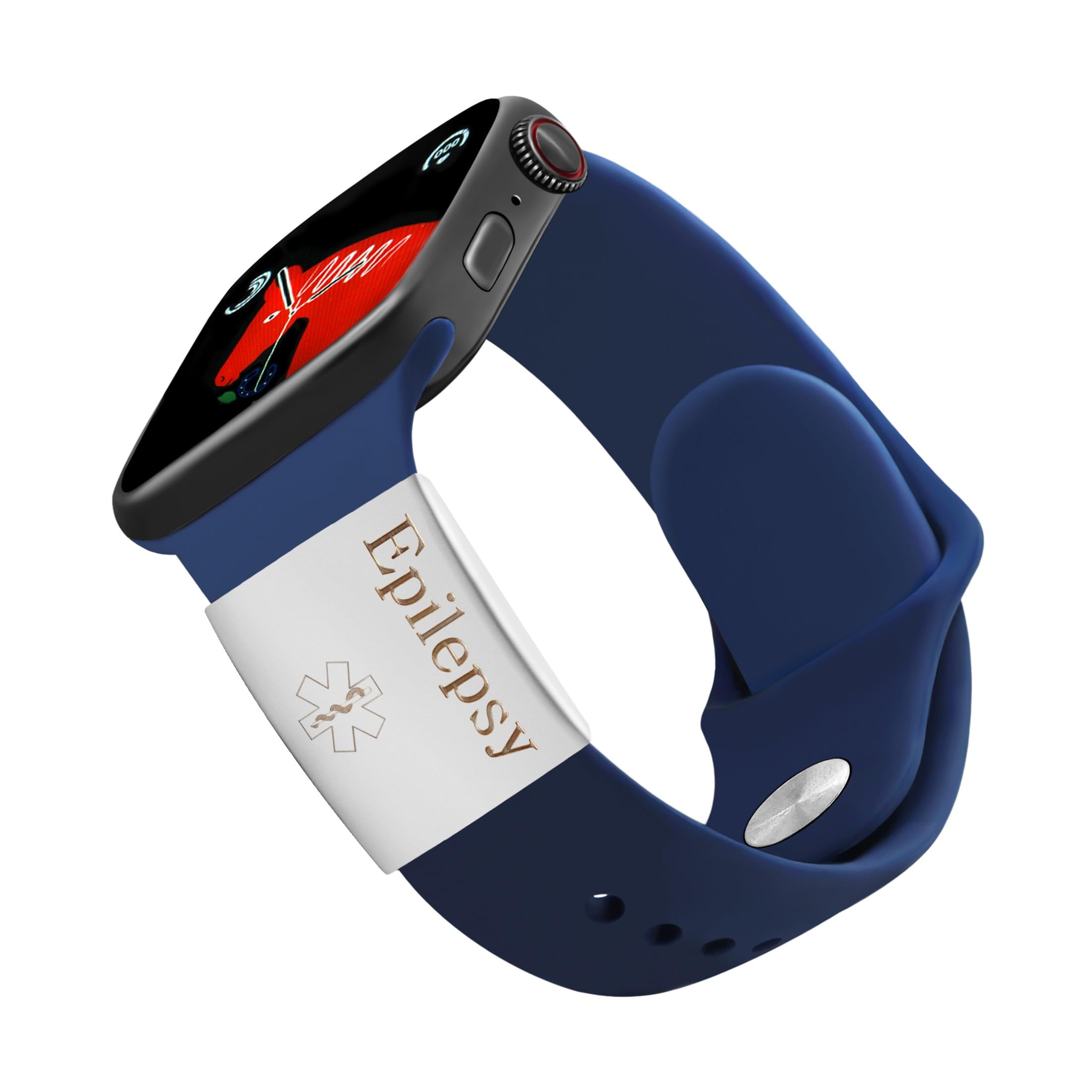 Oneress Medical Alert Watch Band Tag for Apple Watch, Engraved Epilepsy ID Tag, Stainless Steel Durable Medical Emergency Label for Fitness & Seniors YA4313 White-Epilepsy