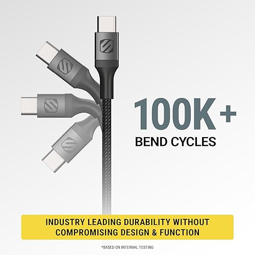 Miniatura 4 de Scosche Ci4B4SG-SP Strikeline Sync - Cable de carga trenzado para dispositivos Lightning y USB-C, 4 pies, color gris espacial Negro