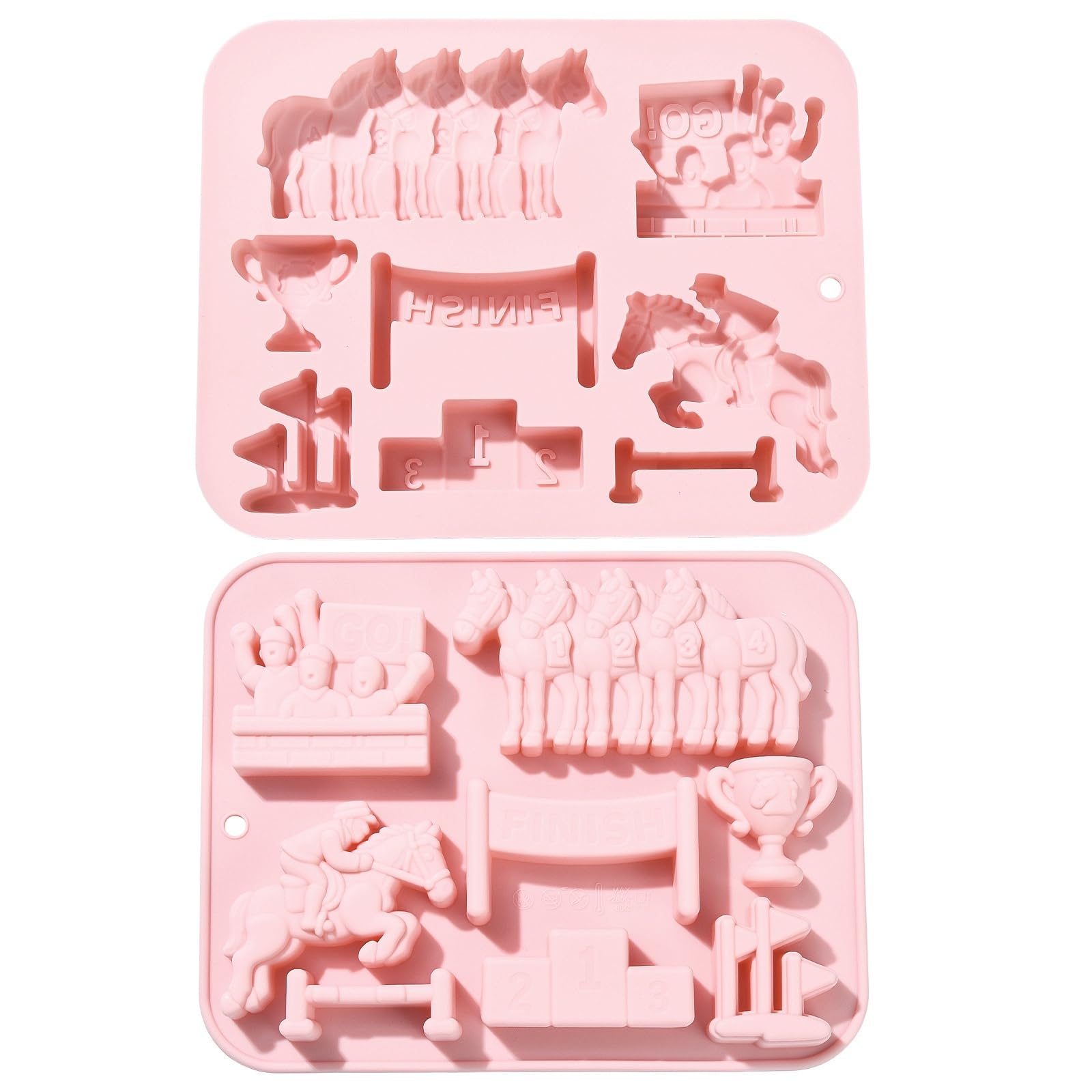 DanLingJewelry 2Pcs Racing Horse Silicone Moulds Sport Theme Chocolate Moulds for Baking Jelly Biscuit Candy Cake Decor