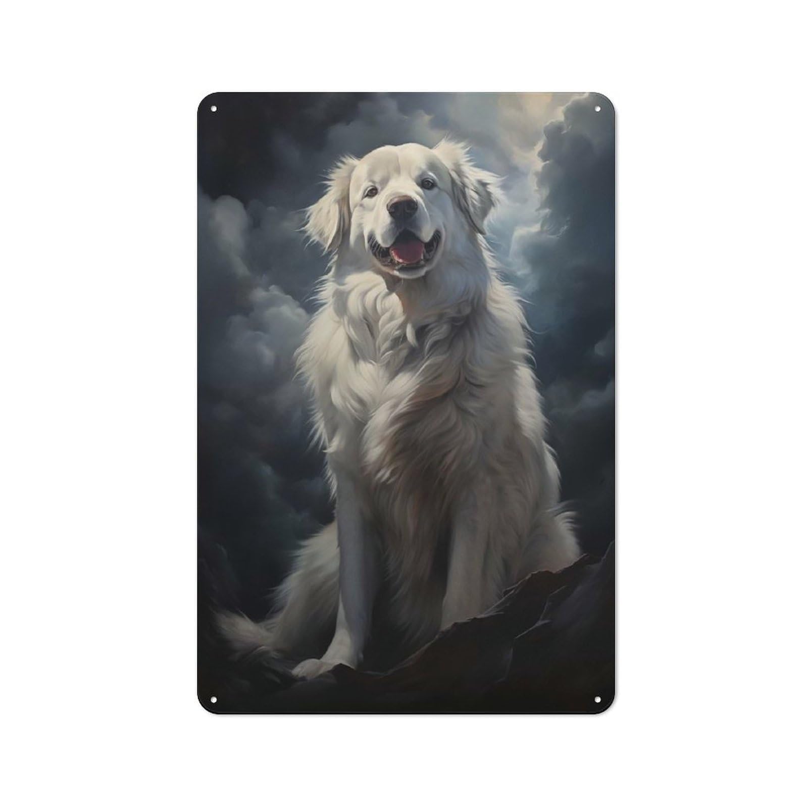 Junmoney Style-19 Metal Plaque 30X20cm With Pyrenean Mountain Dog Dog Portrait For Hallway Wall, Rustic Decor, A Metal Wall Feature For Hallways And Entrance Areas