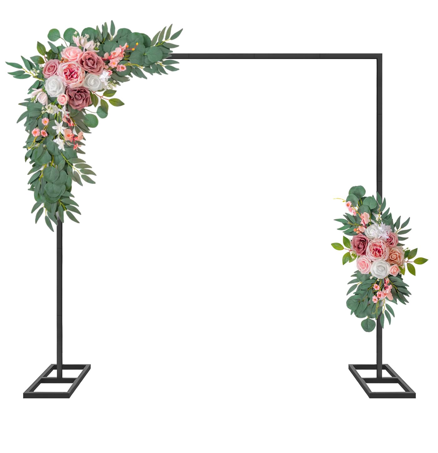 ZIRUU Flower Balloon Square Wedding Arch 3m Frame Metal Stand Arch Adjustable Height for Wedding Birthday Decoration,Graduation Decorations,Ceremony Reception in Black