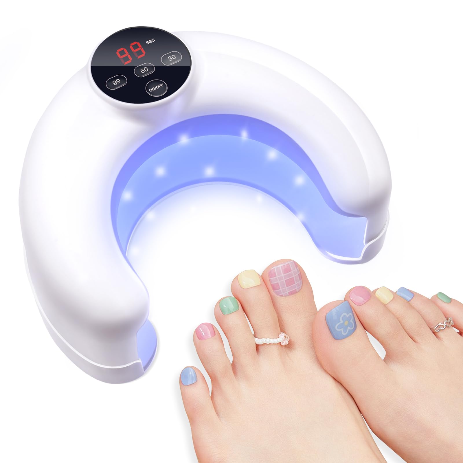 Saviland Nagelpilz Lasergerät Zeitmessgerät, Tragbares Nagelpilz Laser Device Verwendung für Verdickte Zehennägel & Fingernägel mit digitaler Anzeige und Zeitfunktion Weiß 30/60/99s