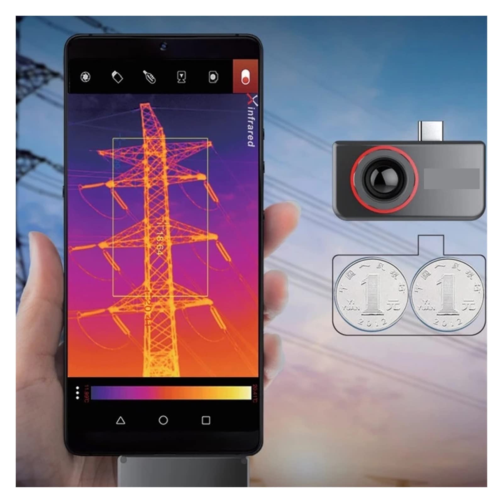 Cámara térmica Cámara termográfica infrarroja Termómetro Cámara termográfica for teléfonos móviles Diseño Compacto