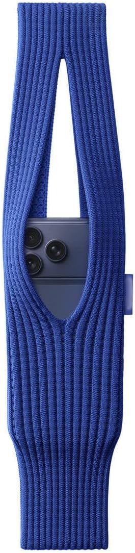 CURADOR 3D Knitted iPhone Socks Long Sleeve Phone Pocket (80 × 6 cm) – Water-Resistant, Aesthetic Design for iPhone 14–17 Pro & Pro Max (Blue)