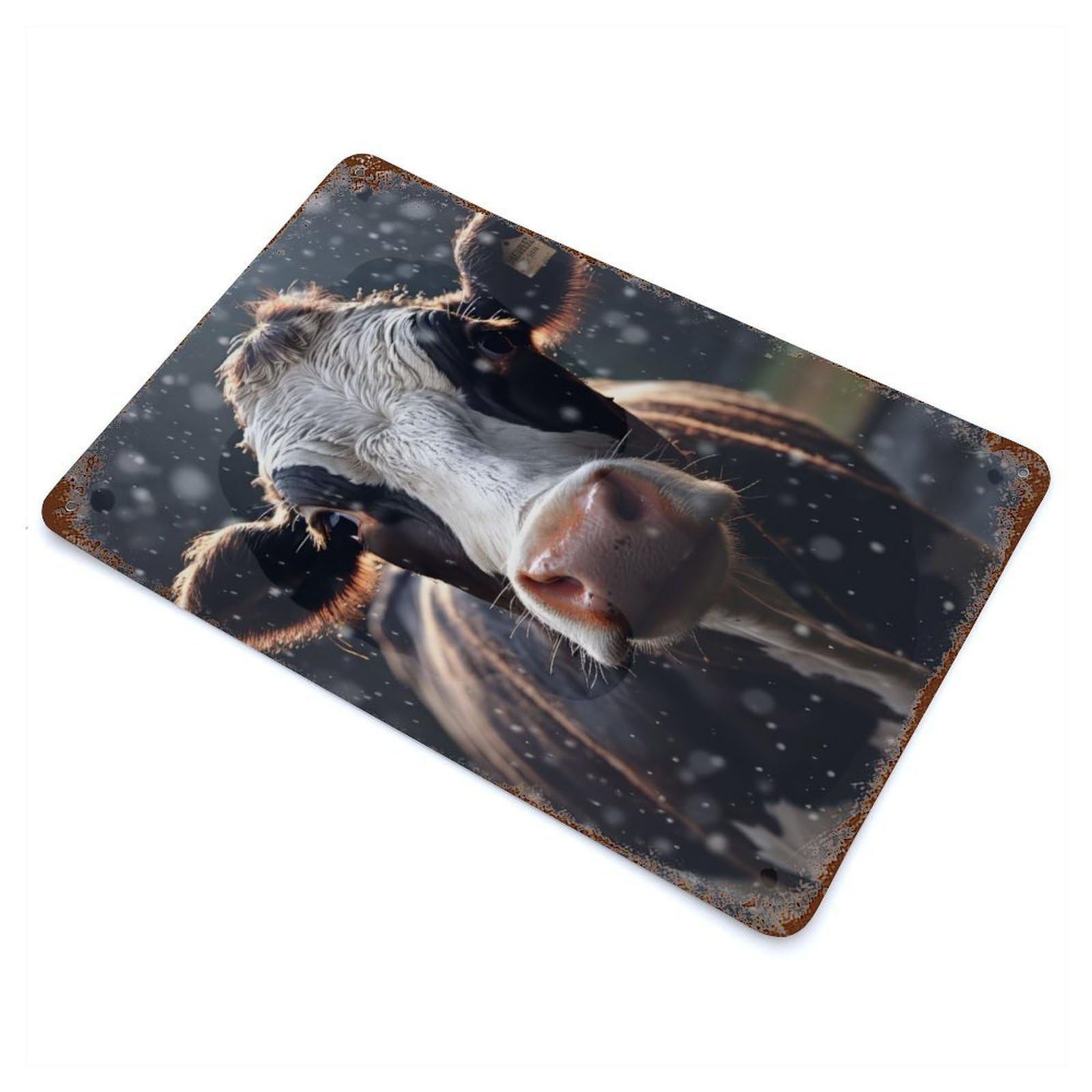 Cute Wet Cow Weathered Tin Sign 11.8"x7.9", Novelty Wall Decor for Garage, Pub Or Kitchen