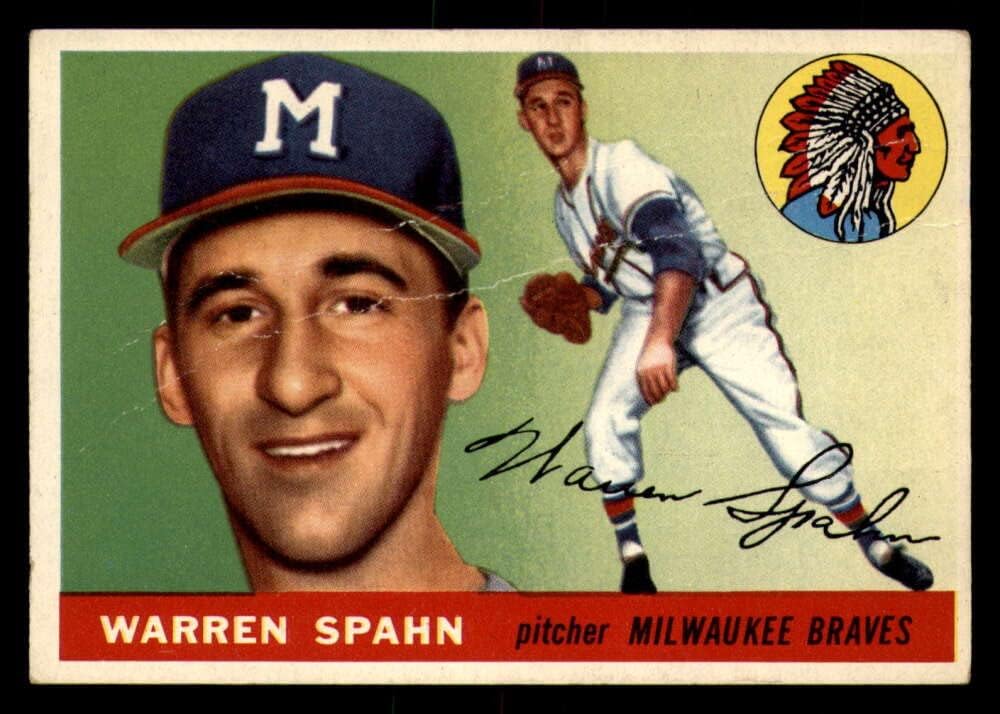 Baseball MLB 1955 Topps #31 Warren Spahn marked/creased Braves