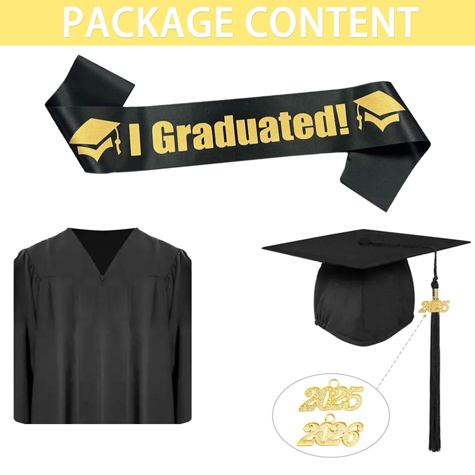 Raveparty Talar de graduación con sombrero, bata de graduación, bata de graduación negra, sombrero de graduación, sombrero de doctorado, talar académico, borla 2024, vestido de graduación unisex para