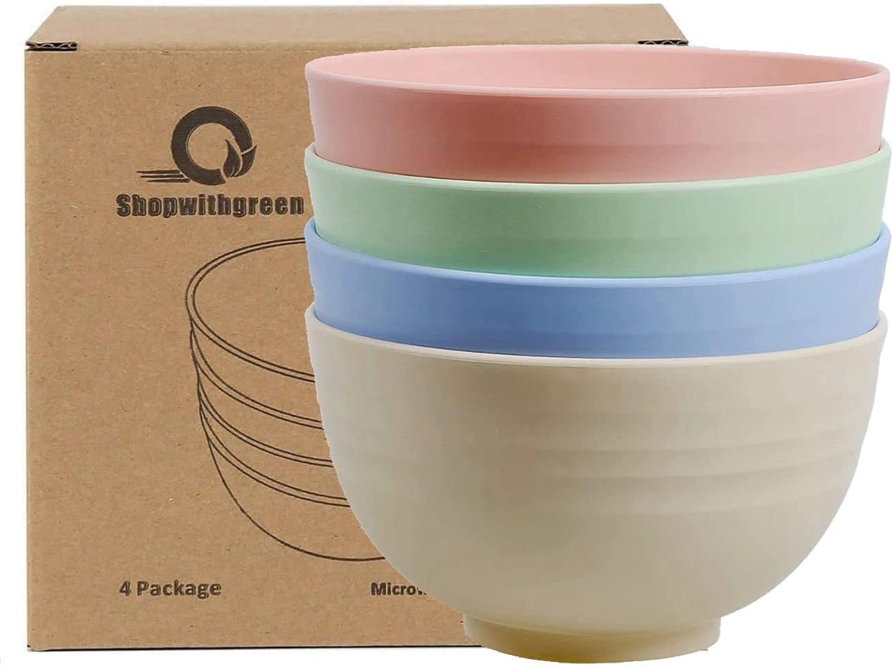 4 cuencos de plástico, Cuencos de plástico Cuencos de pasta irrompibles,para Cereales, apto par lavavajillas y microondas, cuenco de camping reutilizable seguro para alimentos para niños y adultos