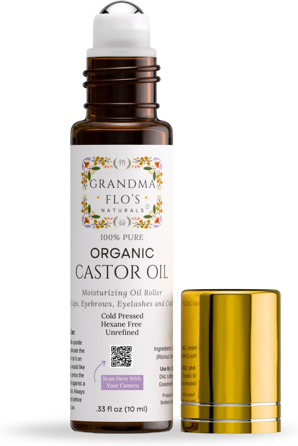 Lip Gloss Sized Castor Oil Roller