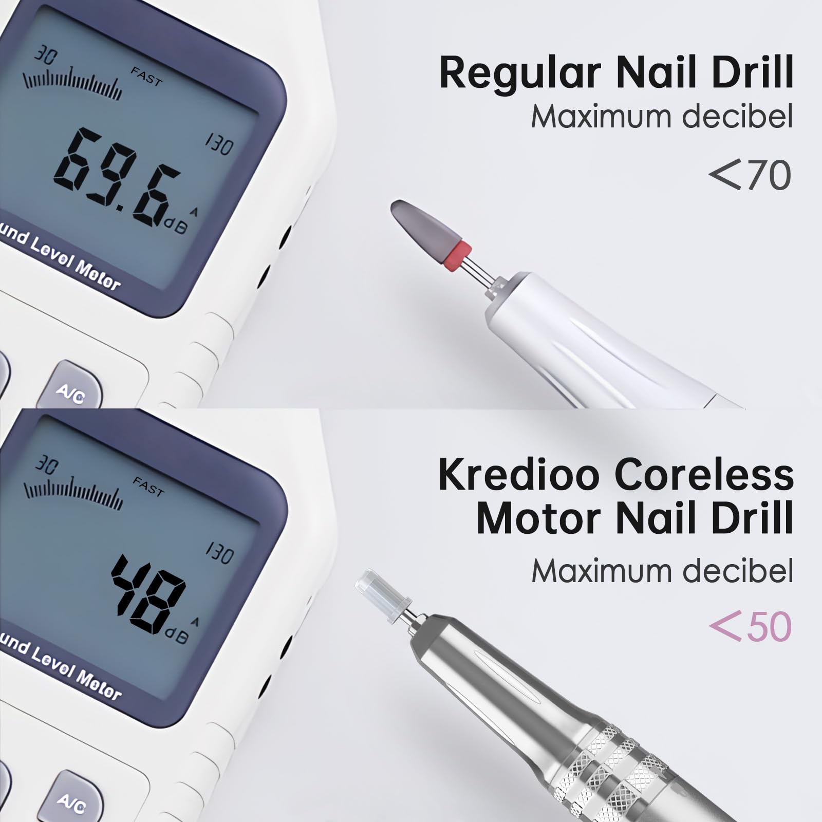 Kredioo Nagelfräser Akku 35000 U/Min Elektrische Nagelfräser für Gelnägel 2 in 1 Tischgerät und Tragbare Fräser Set Kabellos Nutzung 8 Stunden Rosa Lila