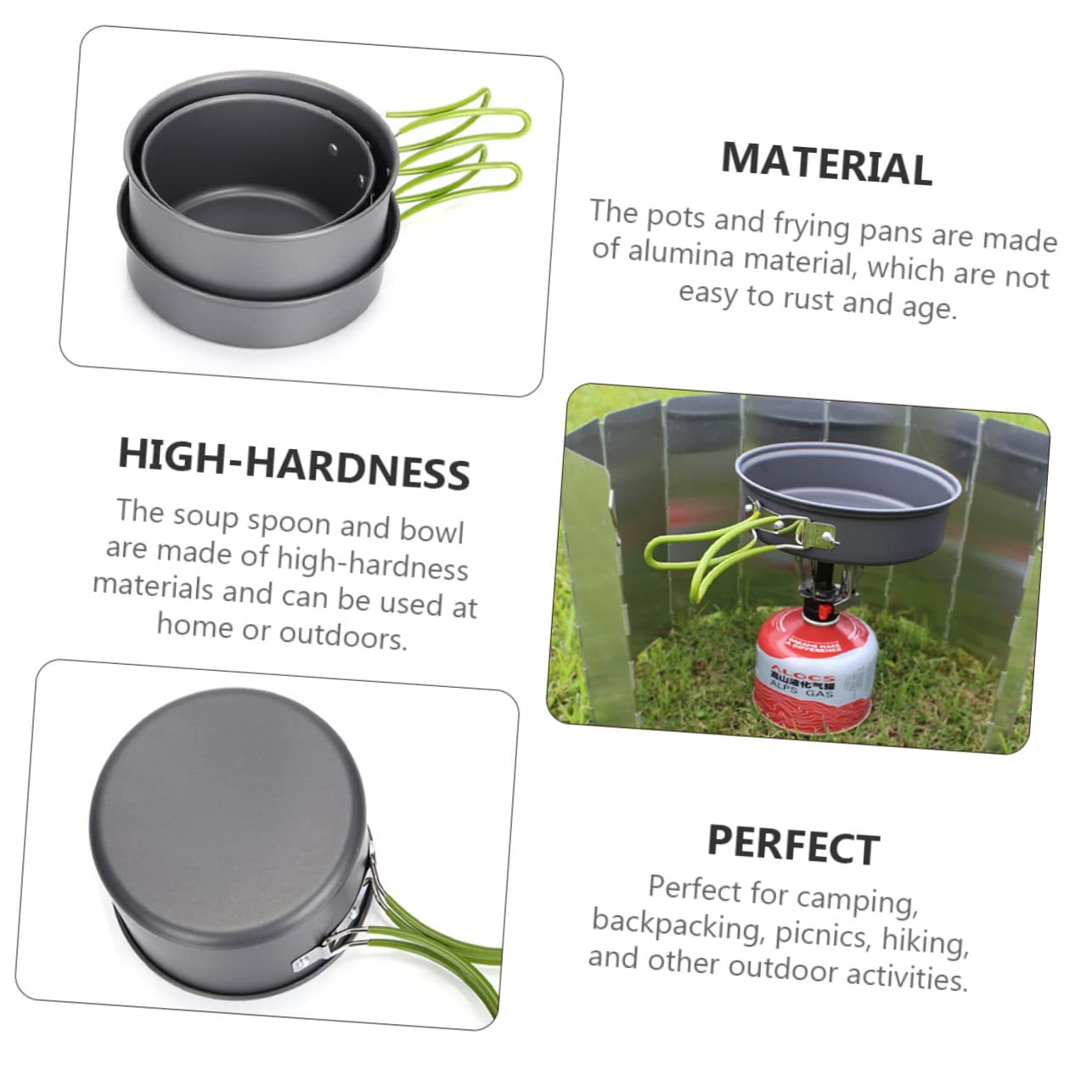 KOMBIUDA Camping Soup Pot Lightweight Set for Outdoor Use Non-Stick Coating Insulated Handle for Backpacking