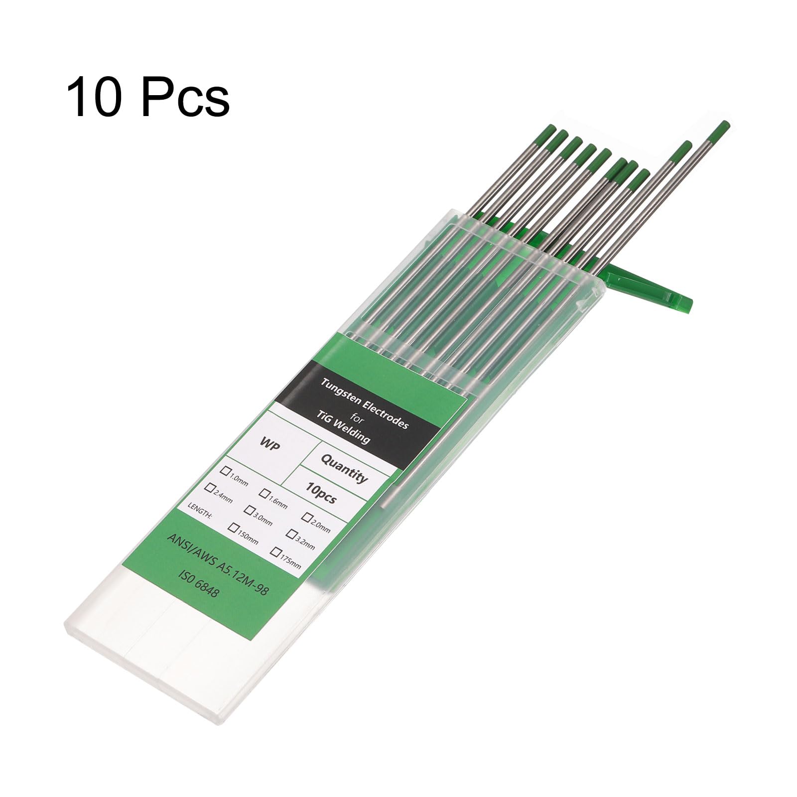QUARKZMAN 10 sztuk elektrod spawalniczych TIG 1/8" x 7" czyste do spawania stali nierdzewnej stop aluminium i magnezu spawanie przemysłowa produkcja zielona WP