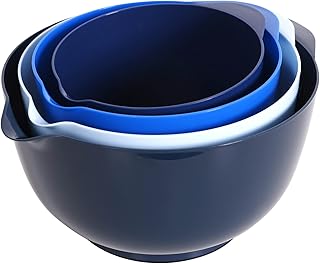 BoxedHome Nesting Plastic Mixing Bowl Set With Pour Spout, Microwave and...