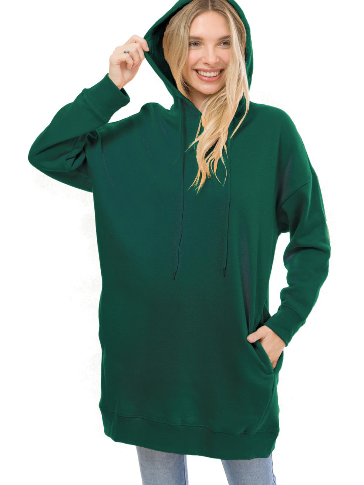 MixMatchy Women's Oversized Fleece Hoodie - Long Sleeve Loose Pullover Tunic (Sizes S-3XL)