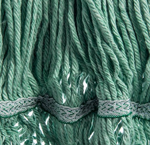 Image of SPARTA Flo-Pac Cotton Mop Head, Loop-Ended, Wide Band with Green Band for Organized Cleaning, Medium, Green